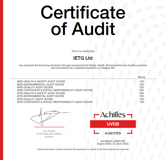 Achilles UVDB – IETG Scores 100%